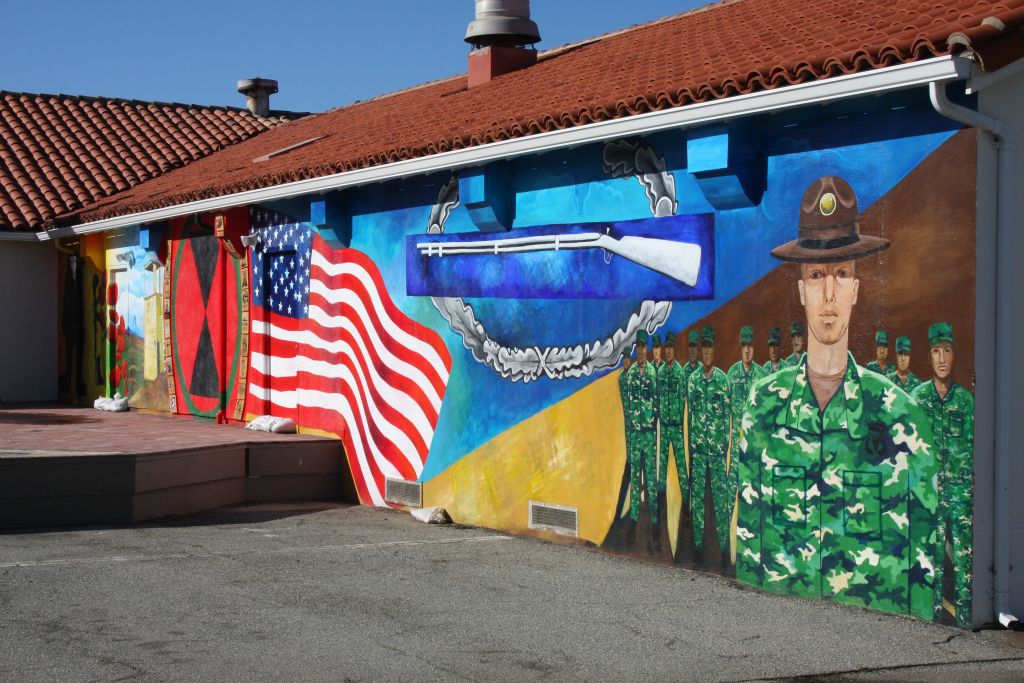 VTC Honor Deck Mural, Veterans Transition Center of Monterey County, Designed and Painted by John Elliott with Elgene Tumacder, Marina, CA. 10' x 80'  2016
