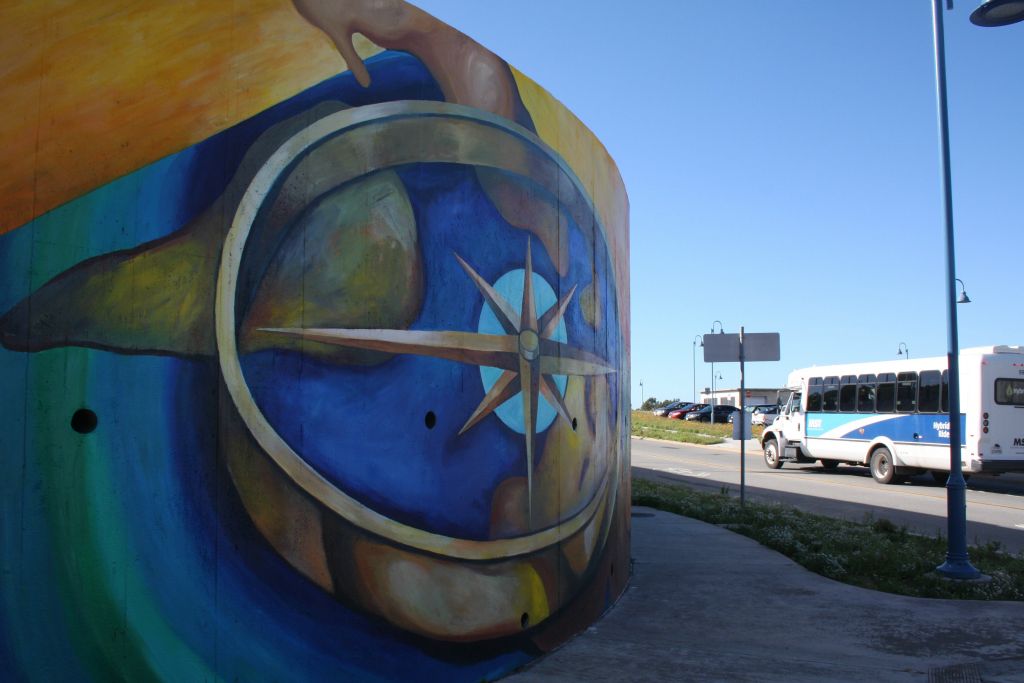 Monterey Bay Vision Mural, designed and painted with CSUMB's mural class (Johanna Poethig Professor, John Elliott Mural Site Supervisor),  Marina, CA. 20’ x 300’   2015